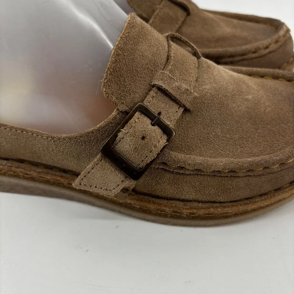 Born Women Taupe Suede Monk Strap Loafers Moc Toe Shoes BR0079755 Size 7
